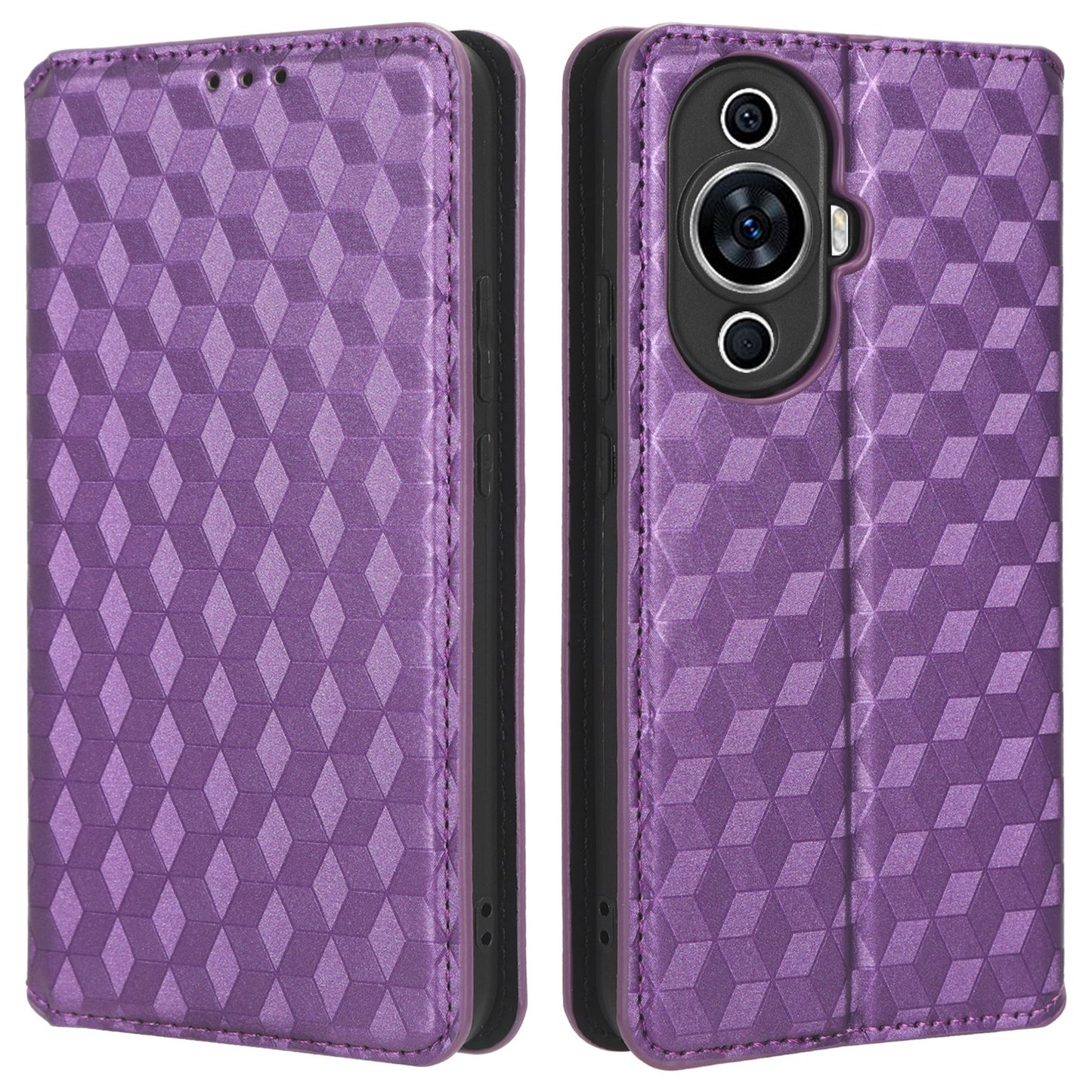 Phone Case for Huawei nova 11 Stand Wallet Shockproof PU Leather Rhombus Imprinted Cover