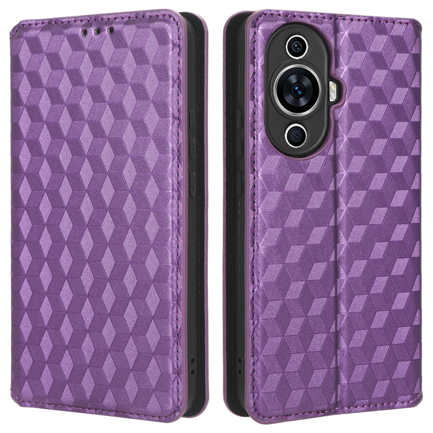 Phone Case for Huawei nova 11 Stand Wallet Shockproof PU Leather Rhombus Imprinted Cover