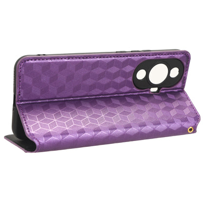 Phone Case for Huawei nova 11 Stand Wallet Shockproof PU Leather Rhombus Imprinted Cover