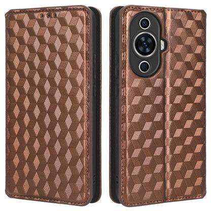 Phone Case for Huawei nova 11 Stand Wallet Shockproof PU Leather Rhombus Imprinted Cover