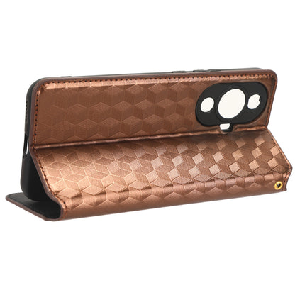 Phone Case for Huawei nova 11 Stand Wallet Shockproof PU Leather Rhombus Imprinted Cover