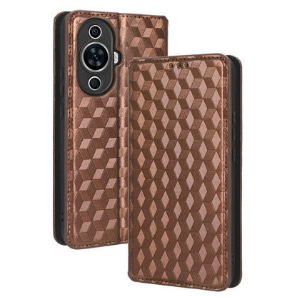 Phone Case for Huawei nova 11 Stand Wallet Shockproof PU Leather Rhombus Imprinted Cover