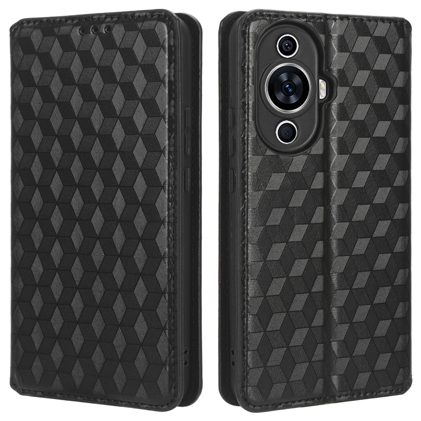 For Huawei nova 11 Pro / nova 11 Ultra Wallet Phone Case PU Leather Rhombus Imprinted Cover with Stand