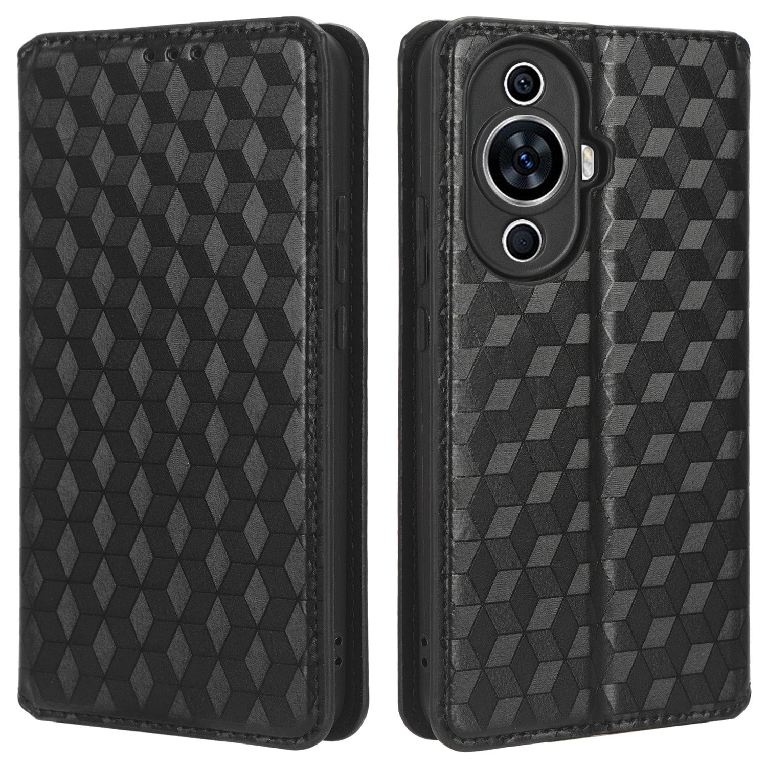 For Huawei nova 11 Pro / nova 11 Ultra Wallet Phone Case PU Leather Rhombus Imprinted Cover with Stand