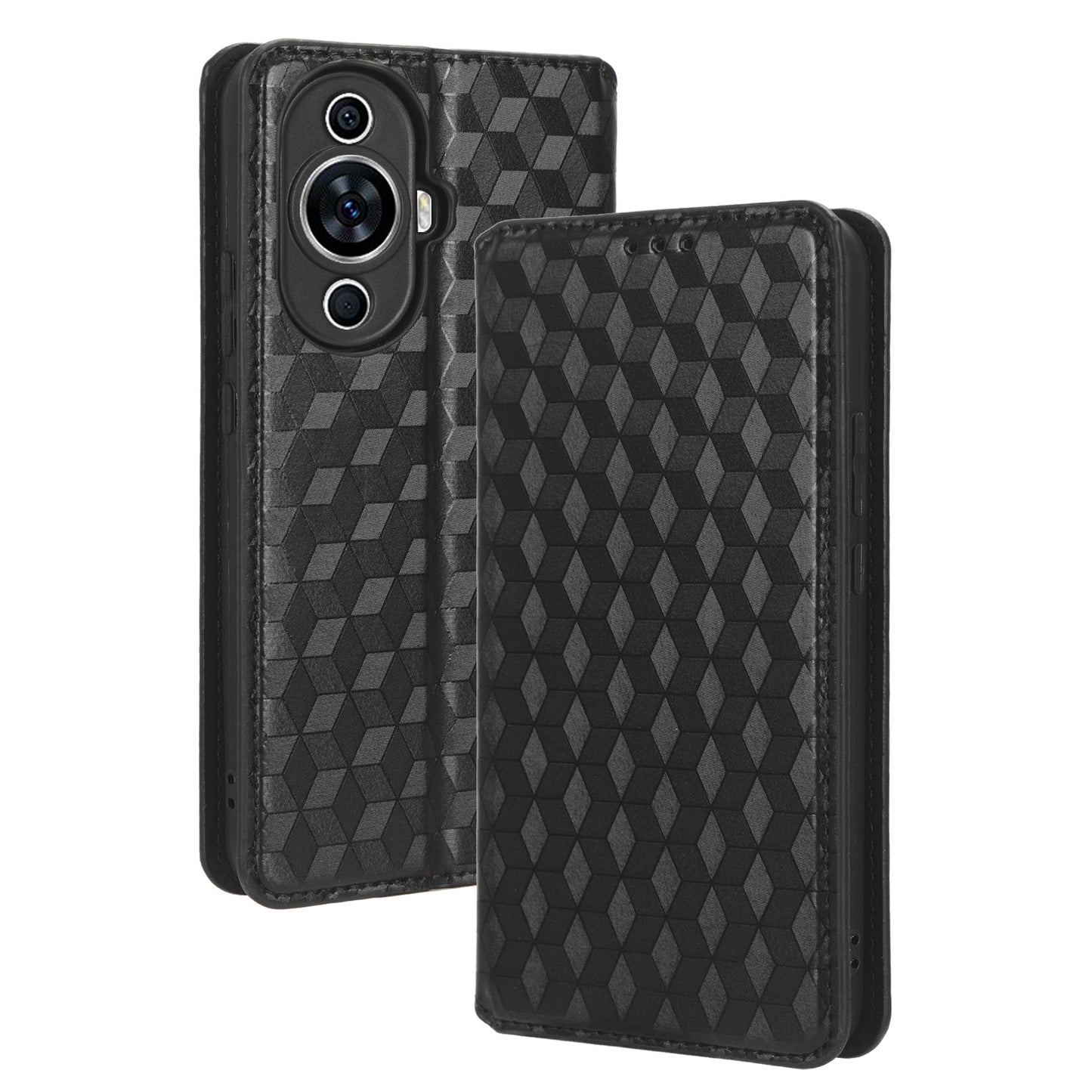 For Huawei nova 11 Pro / nova 11 Ultra Wallet Phone Case PU Leather Rhombus Imprinted Cover with Stand