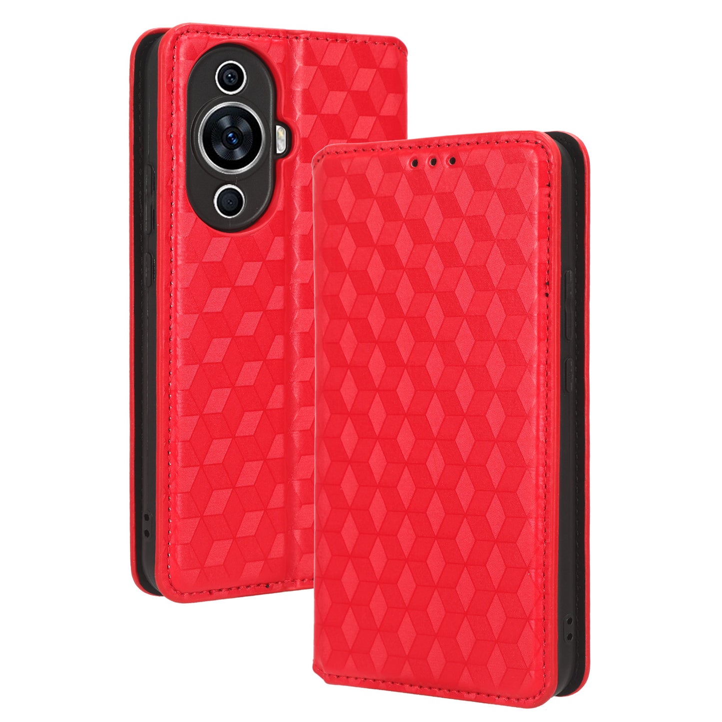 For Huawei nova 11 Pro / nova 11 Ultra Wallet Phone Case PU Leather Rhombus Imprinted Cover with Stand