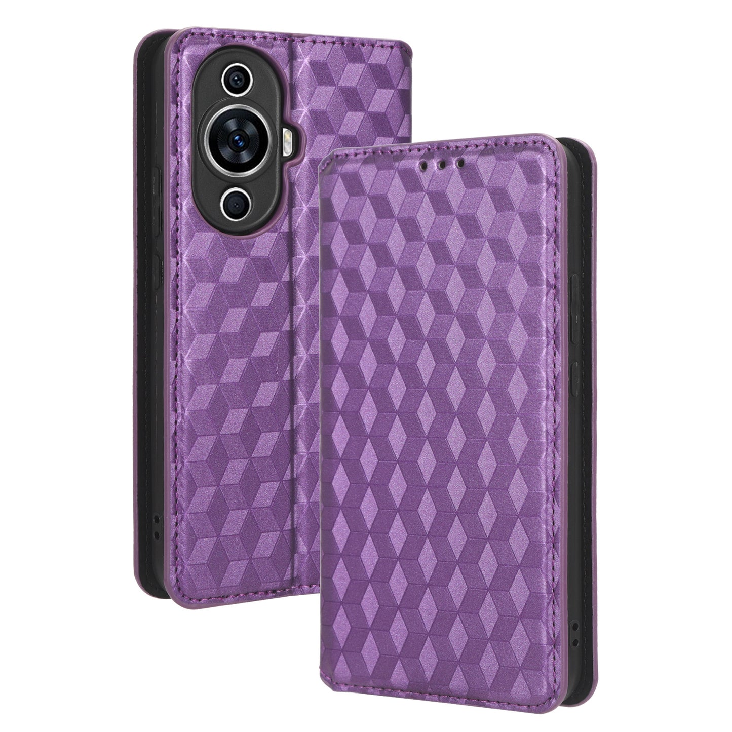 For Huawei nova 11 Pro / nova 11 Ultra Wallet Phone Case PU Leather Rhombus Imprinted Cover with Stand