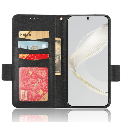 For Huawei nova 11 PU Leather Wallet Case Litchi Texture Stand Phone Cover with Strap