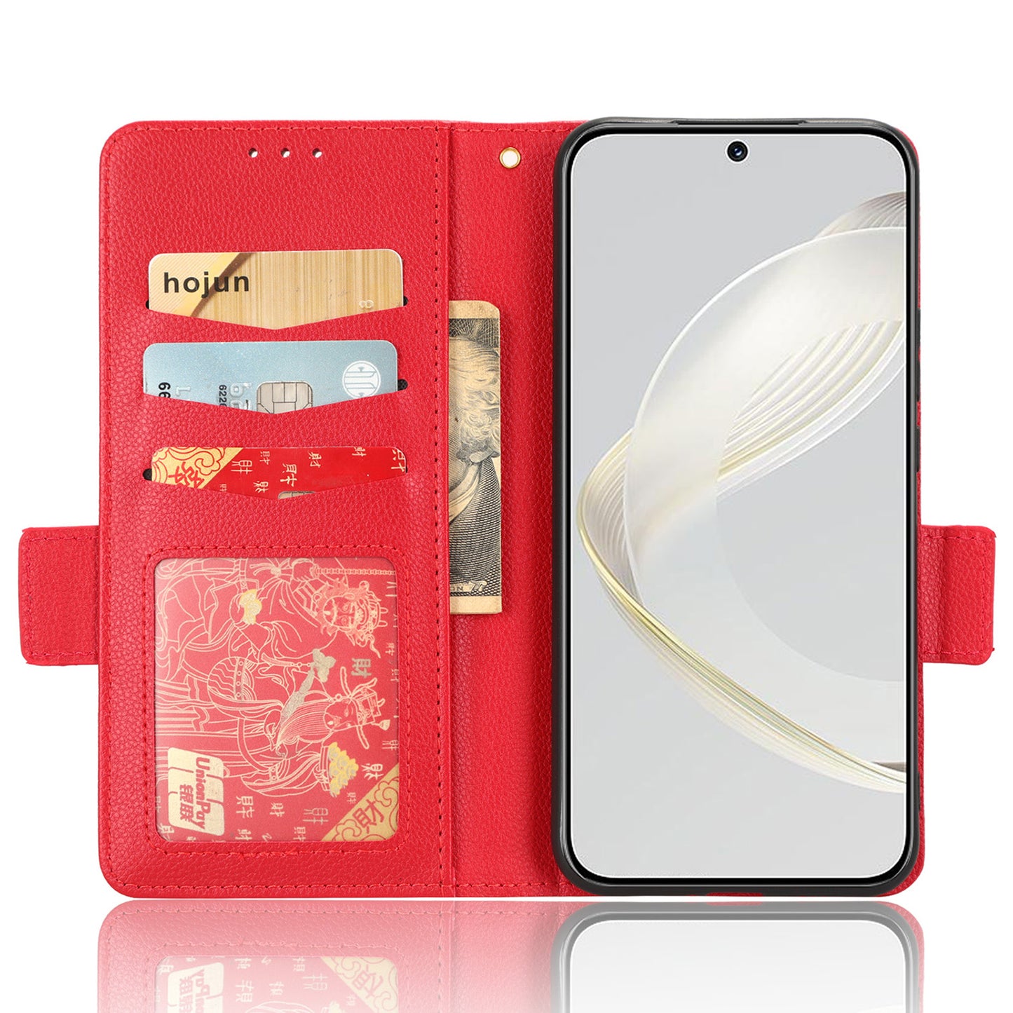 For Huawei nova 11 PU Leather Wallet Case Litchi Texture Stand Phone Cover with Strap