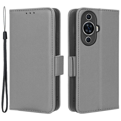 For Huawei nova 11 PU Leather Wallet Case Litchi Texture Stand Phone Cover with Strap