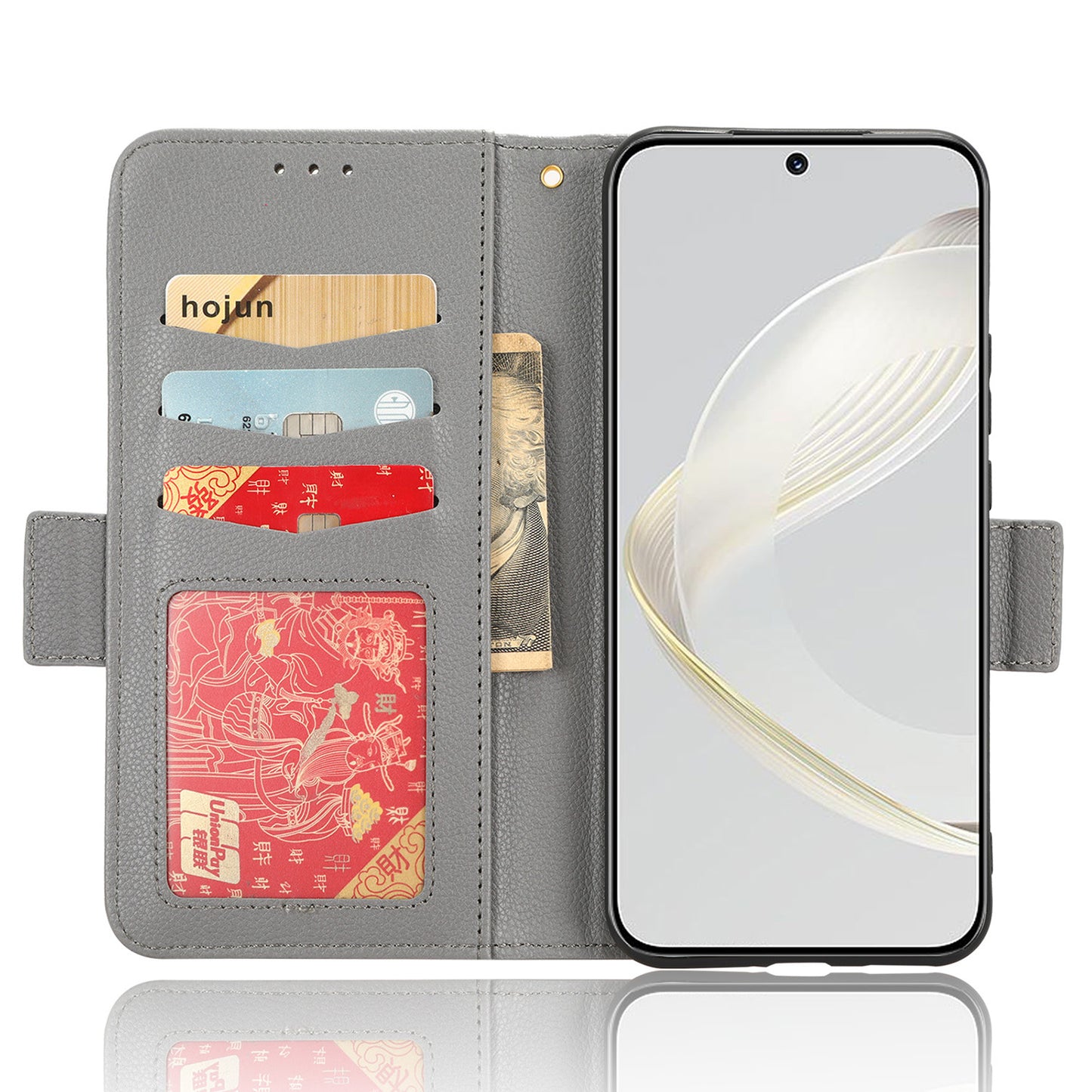 For Huawei nova 11 PU Leather Wallet Case Litchi Texture Stand Phone Cover with Strap