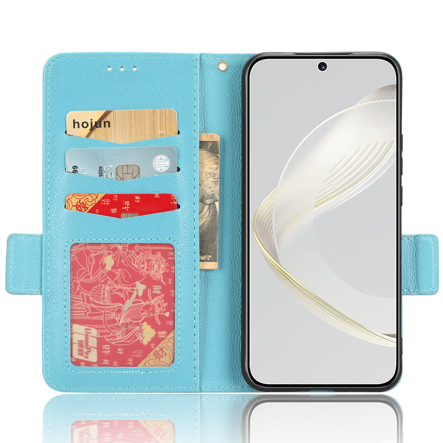 For Huawei nova 11 PU Leather Wallet Case Litchi Texture Stand Phone Cover with Strap