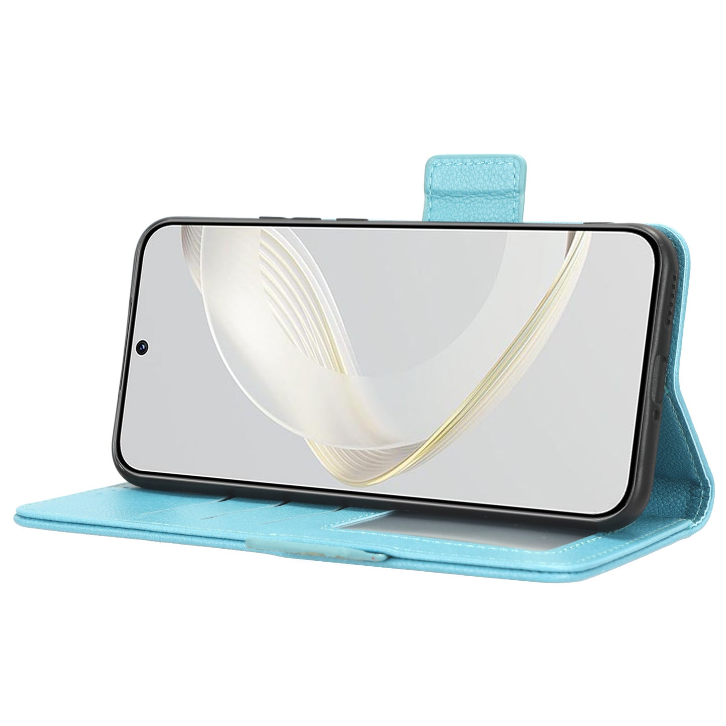 For Huawei nova 11 PU Leather Wallet Case Litchi Texture Stand Phone Cover with Strap