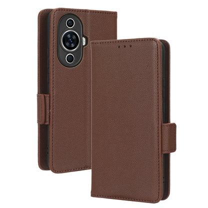 For Huawei nova 11 PU Leather Wallet Case Litchi Texture Stand Phone Cover with Strap
