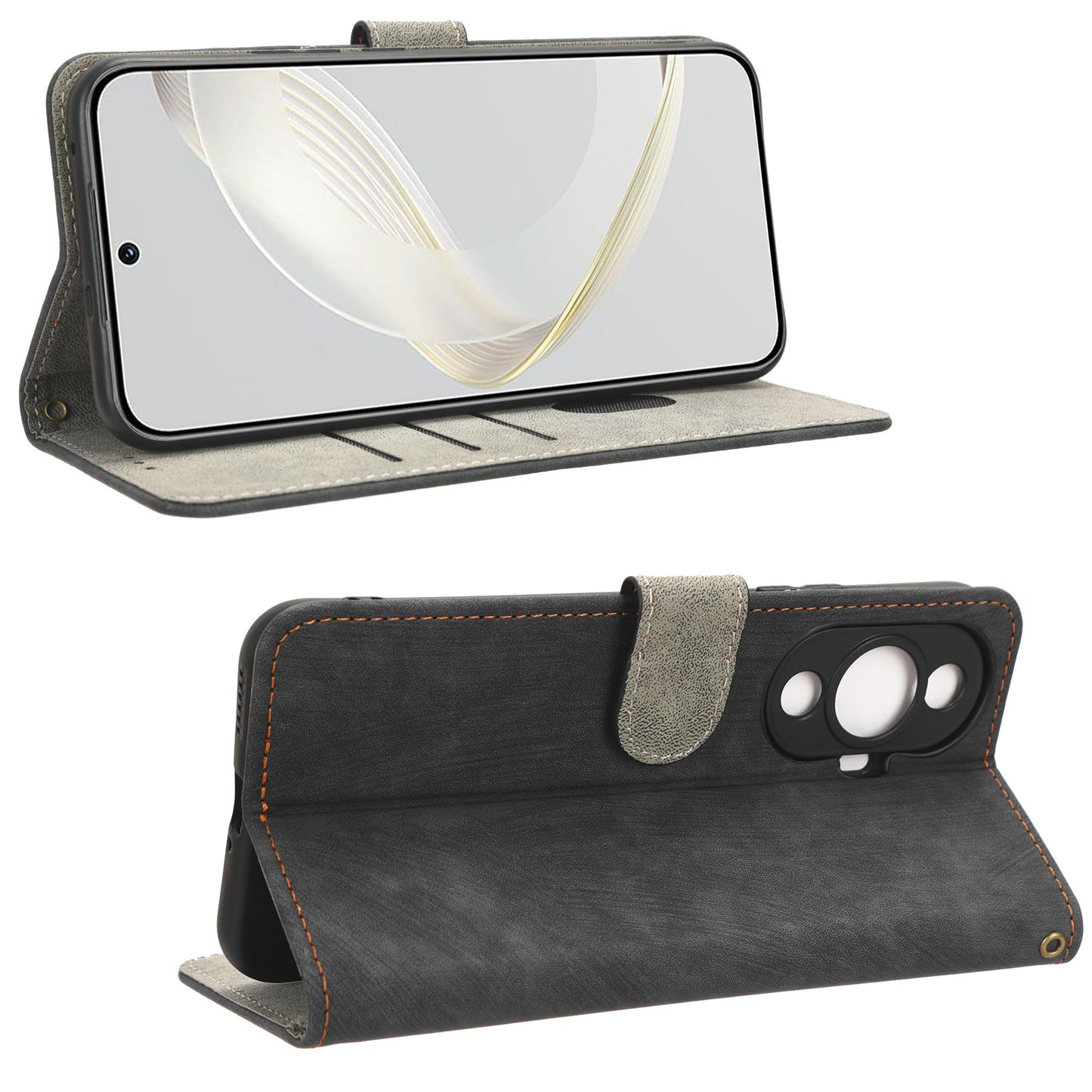 RFID Blocking Phone Leather Case for Huawei nova 11 , Cell Phone Wallet Stand Cover with Strap