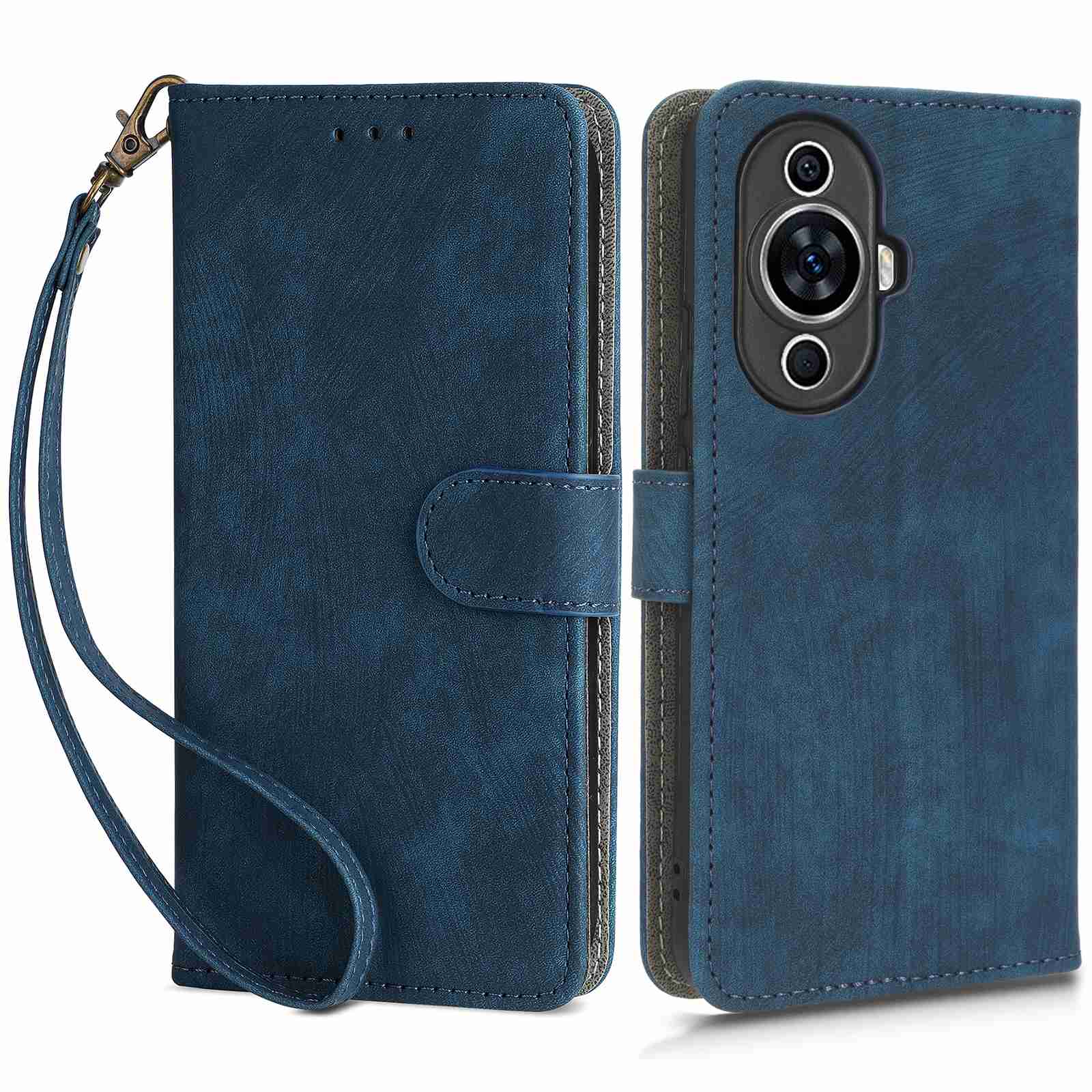 RFID Blocking Phone Leather Case for Huawei nova 11 , Cell Phone Wallet Stand Cover with Strap