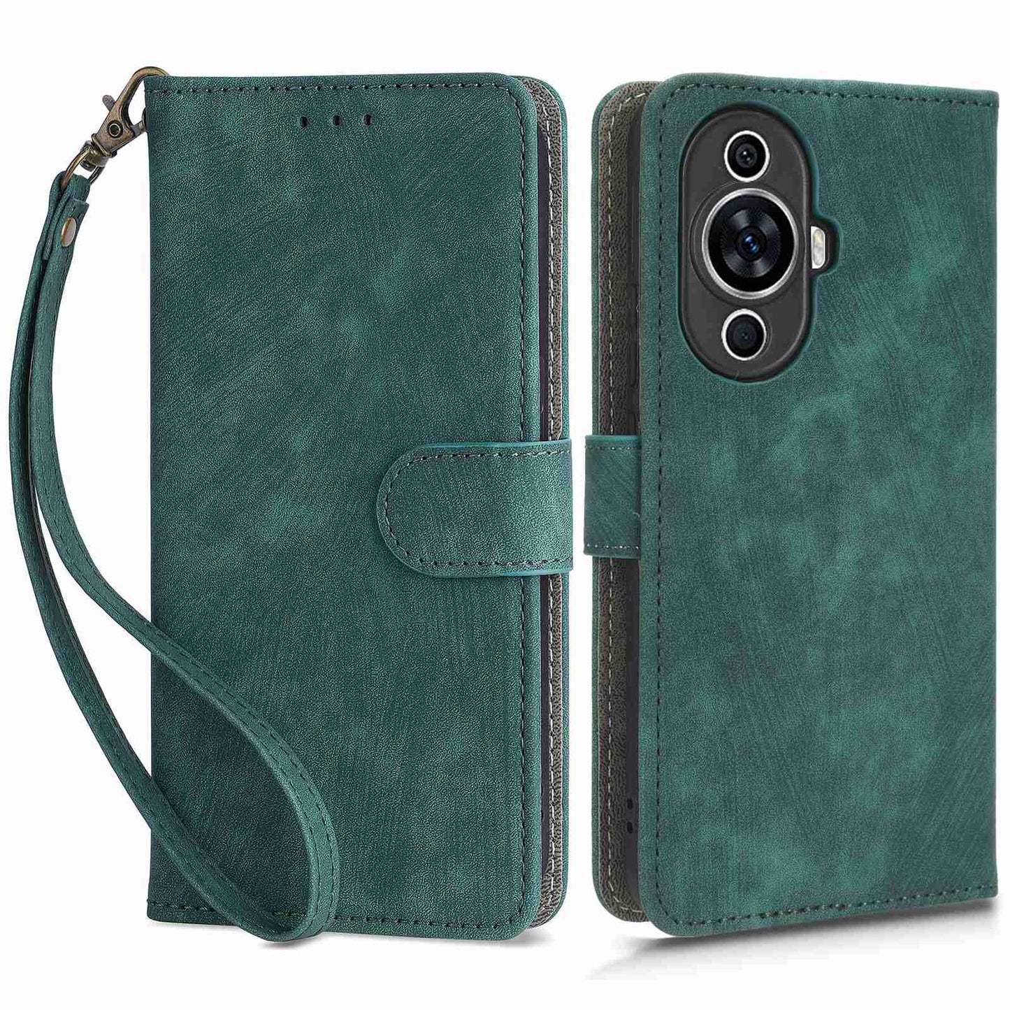 RFID Blocking Phone Leather Case for Huawei nova 11 , Cell Phone Wallet Stand Cover with Strap