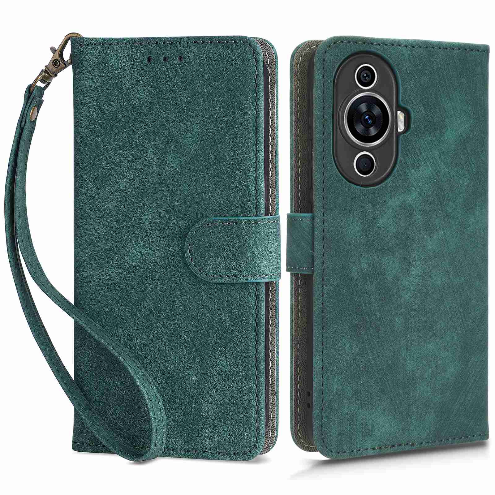 RFID Blocking Phone Leather Case for Huawei nova 11 , Cell Phone Wallet Stand Cover with Strap