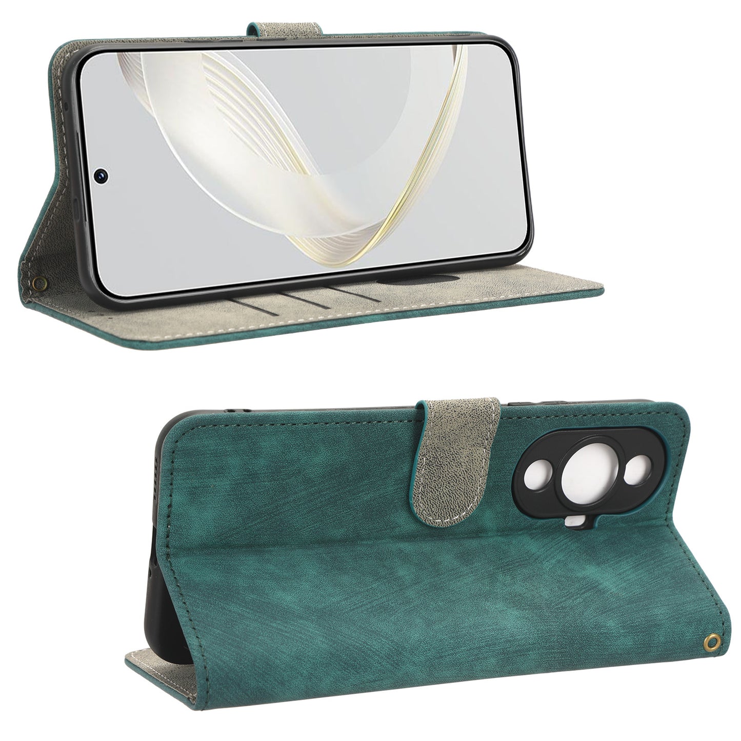 RFID Blocking Phone Leather Case for Huawei nova 11 , Cell Phone Wallet Stand Cover with Strap