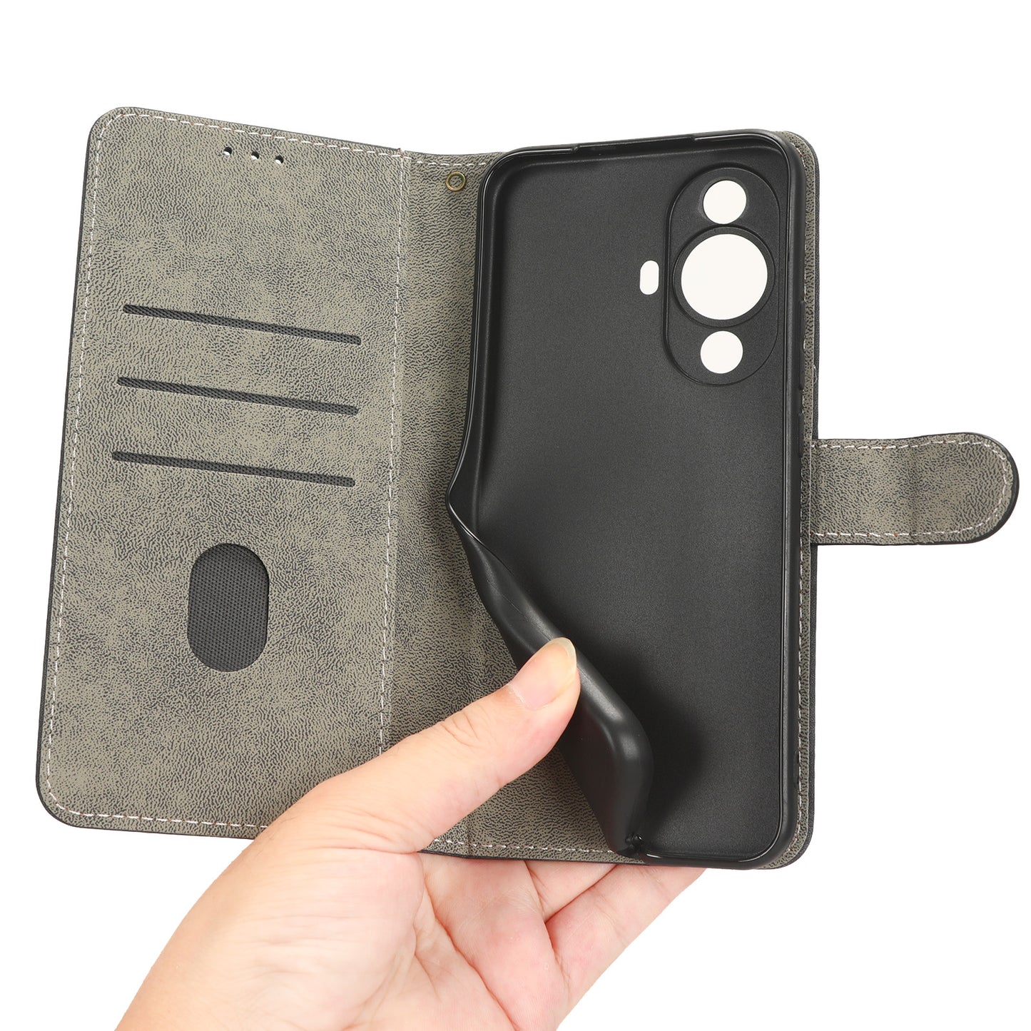 RFID Blocking Phone Leather Case for Huawei nova 11 , Cell Phone Wallet Stand Cover with Strap