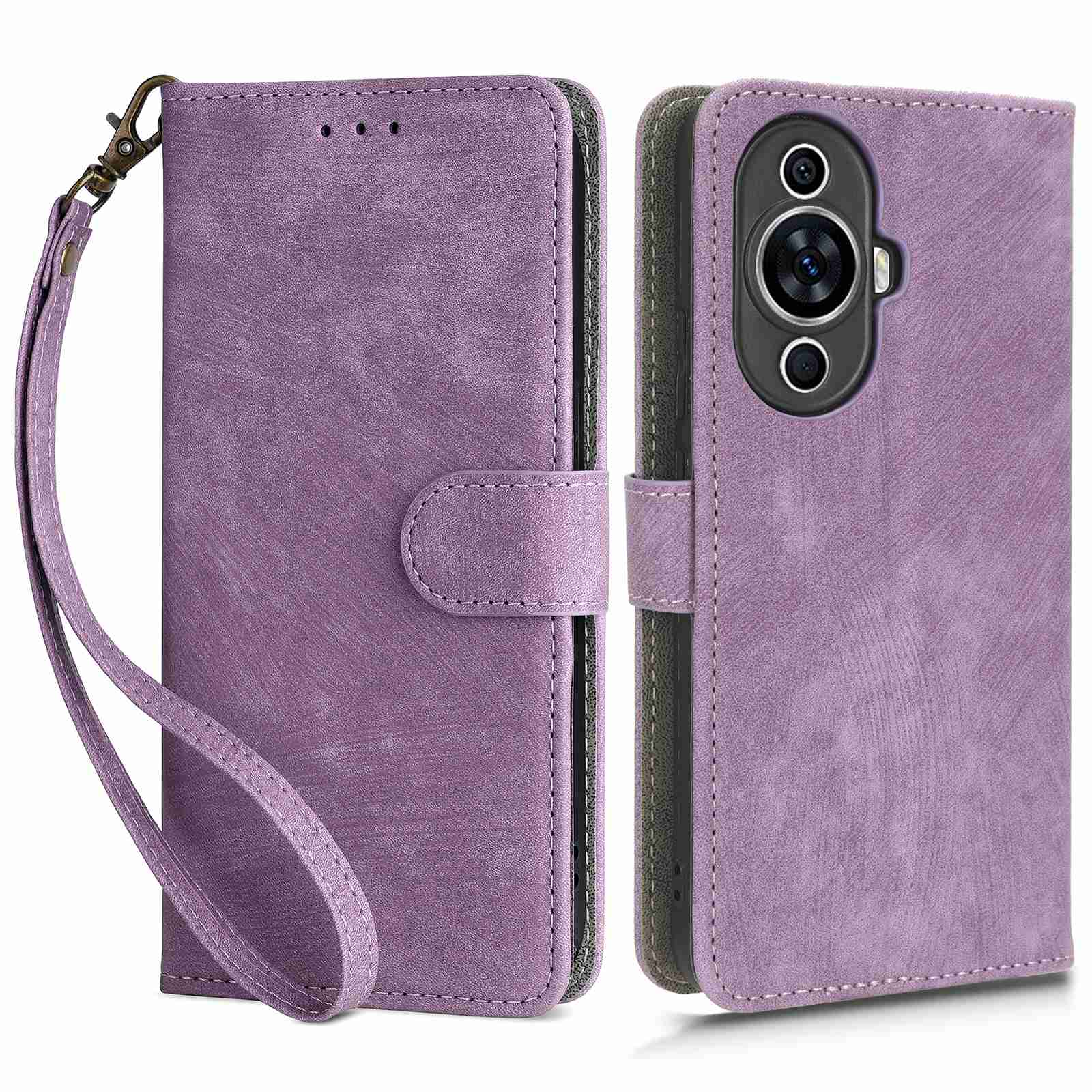 RFID Blocking Phone Leather Case for Huawei nova 11 , Cell Phone Wallet Stand Cover with Strap