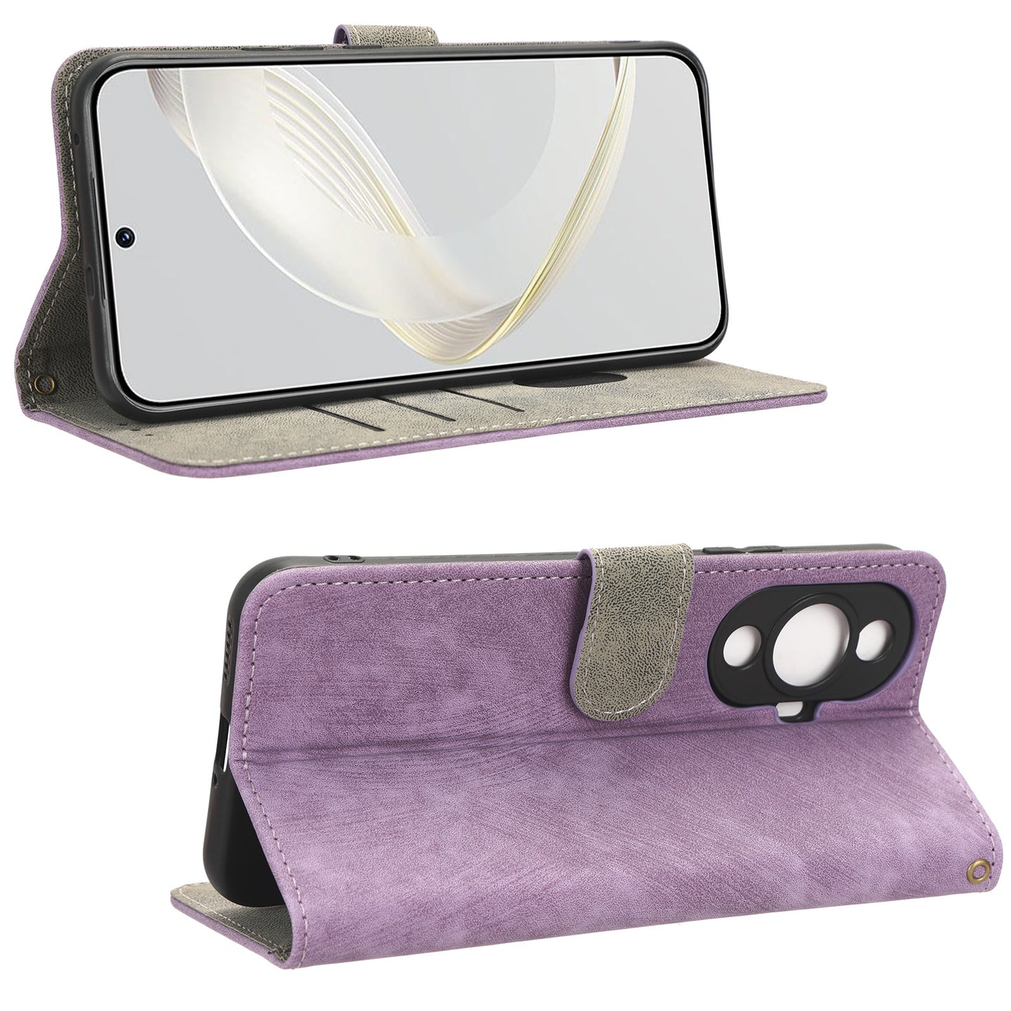 RFID Blocking Phone Leather Case for Huawei nova 11 , Cell Phone Wallet Stand Cover with Strap
