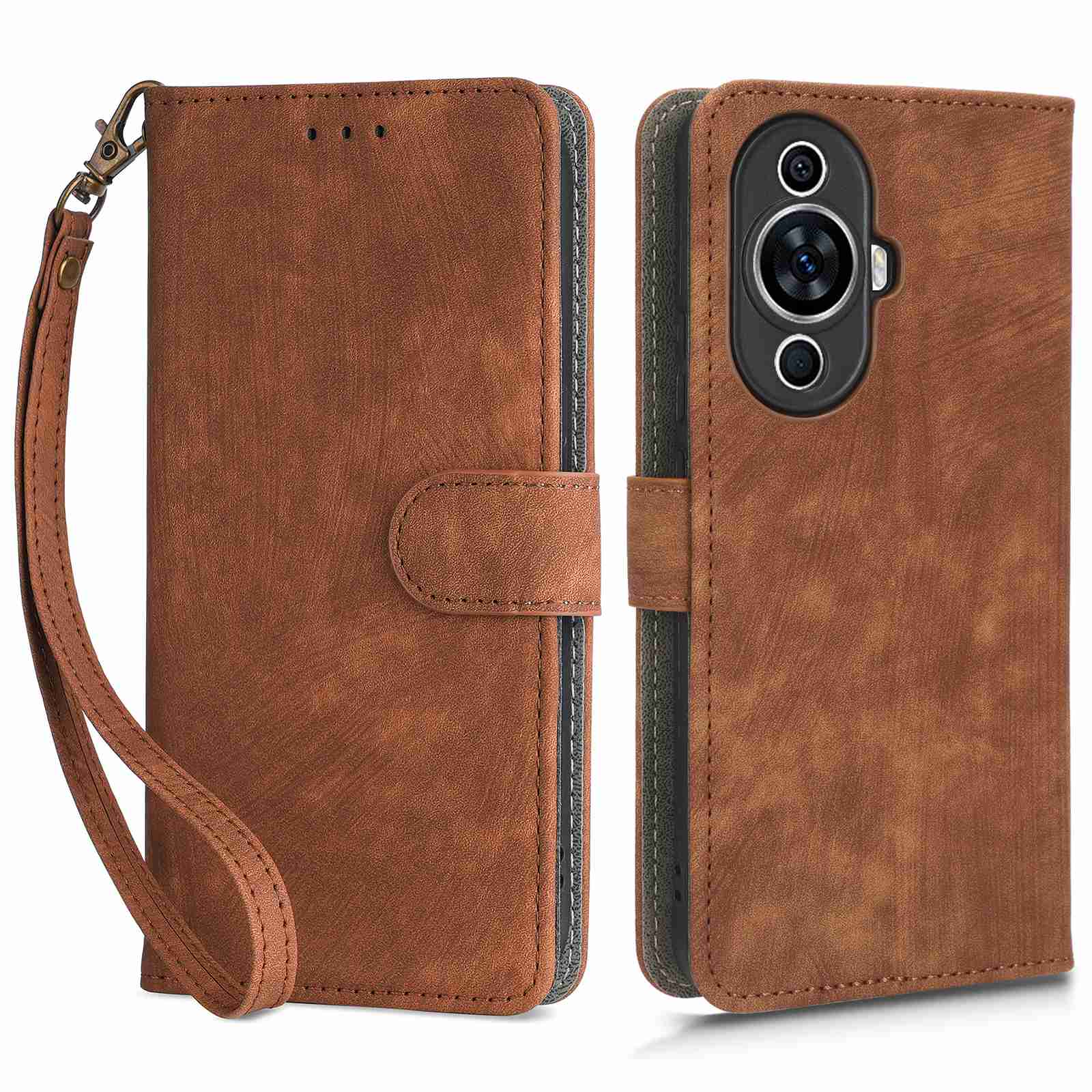 RFID Blocking Phone Leather Case for Huawei nova 11 , Cell Phone Wallet Stand Cover with Strap