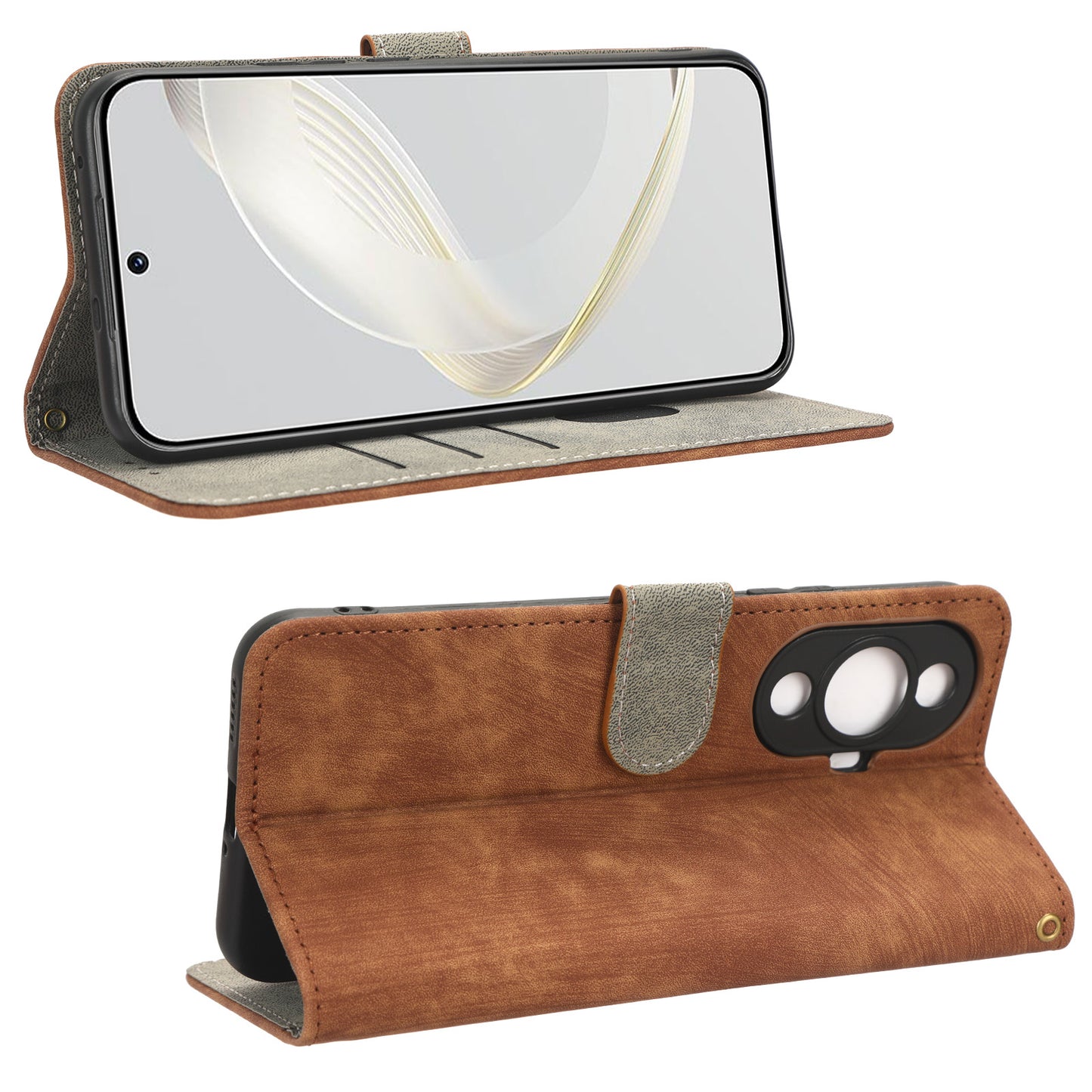 RFID Blocking Phone Leather Case for Huawei nova 11 , Cell Phone Wallet Stand Cover with Strap