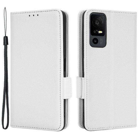 For TCL 40 XE / 40 X / T601D Shockproof Wallet Case Litchi Texture PU Leather Phone Cover with Strap