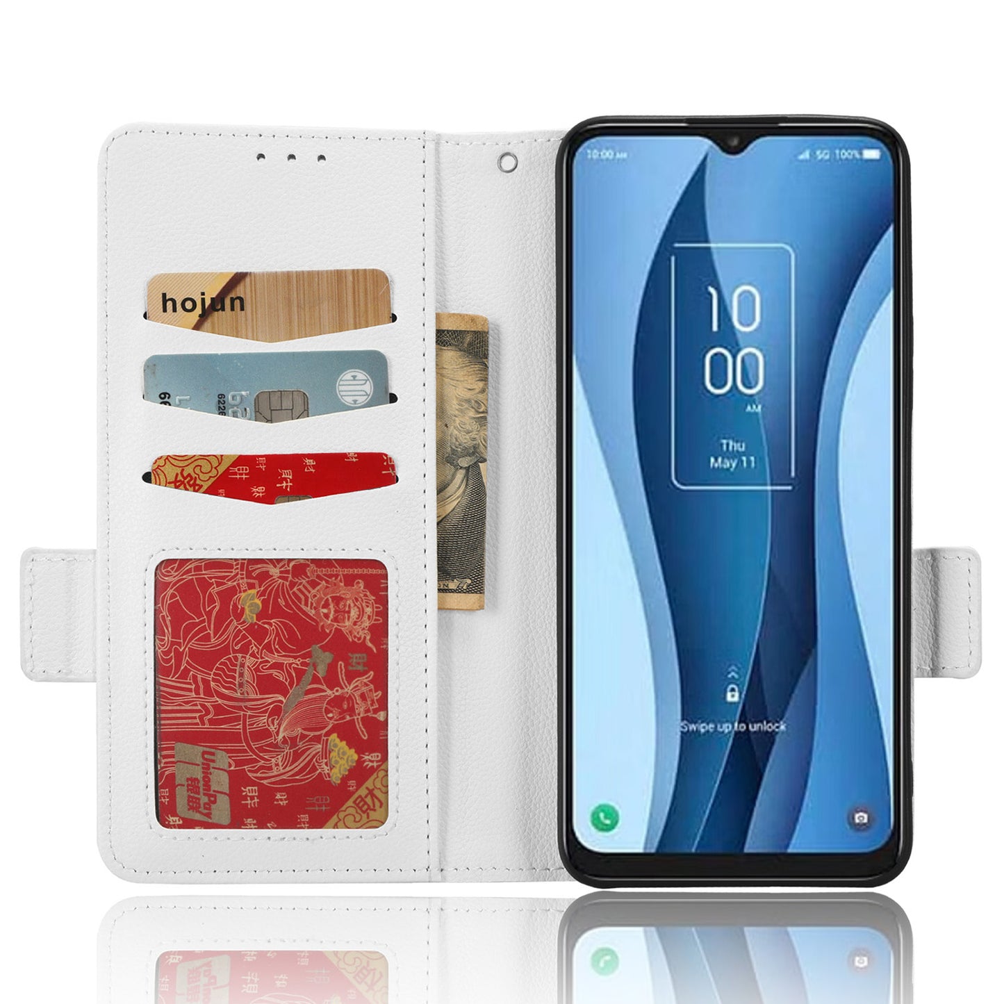 For TCL 40 XE / 40 X / T601D Shockproof Wallet Case Litchi Texture PU Leather Phone Cover with Strap