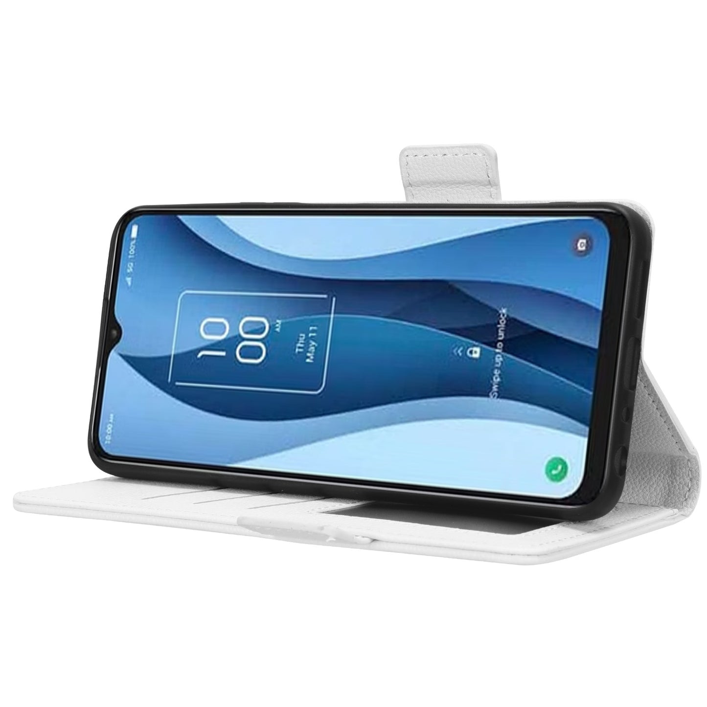 For TCL 40 XE / 40 X / T601D Shockproof Wallet Case Litchi Texture PU Leather Phone Cover with Strap