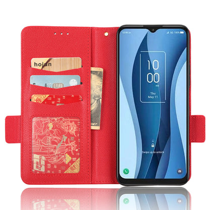 For TCL 40 XE / 40 X / T601D Shockproof Wallet Case Litchi Texture PU Leather Phone Cover with Strap