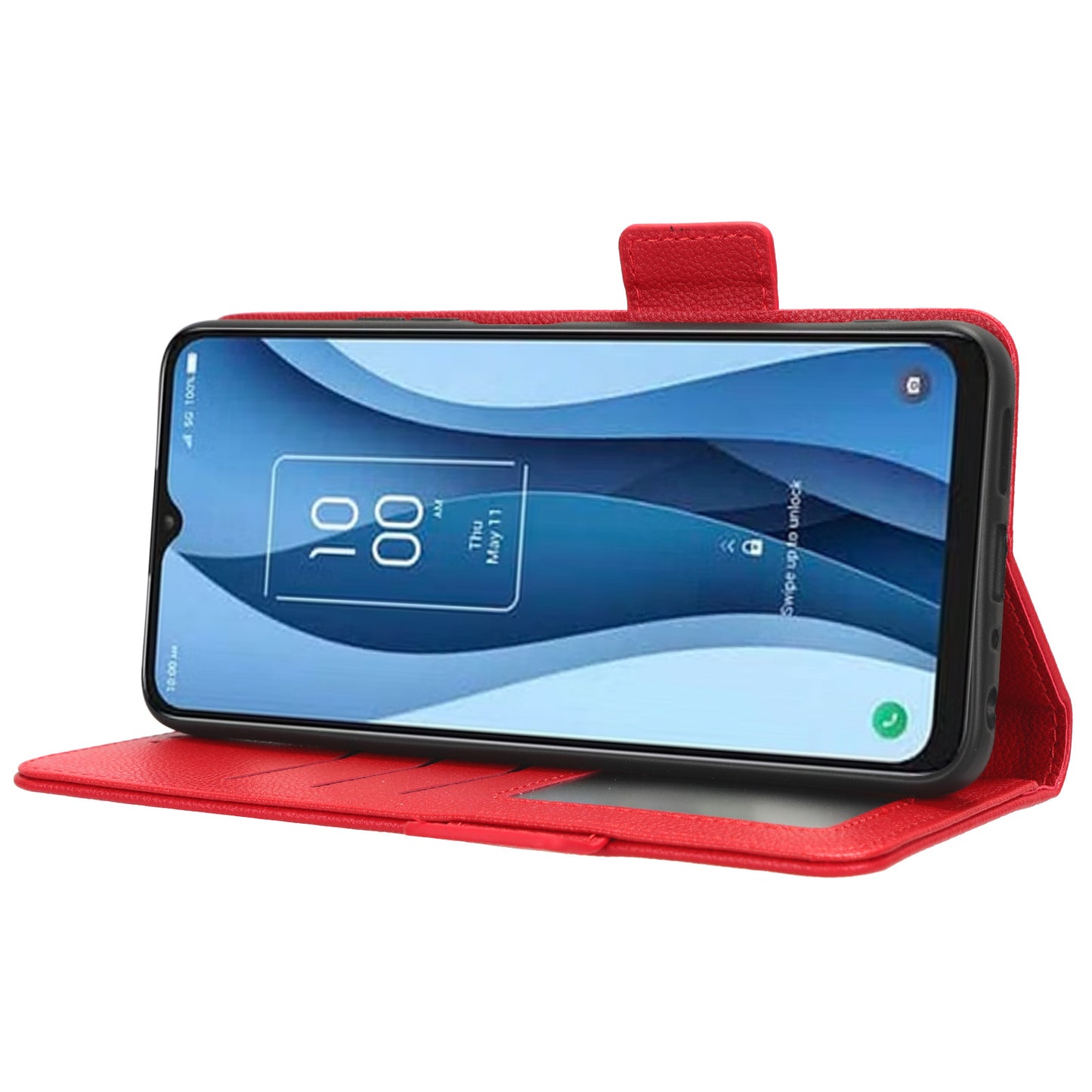 For TCL 40 XE / 40 X / T601D Shockproof Wallet Case Litchi Texture PU Leather Phone Cover with Strap