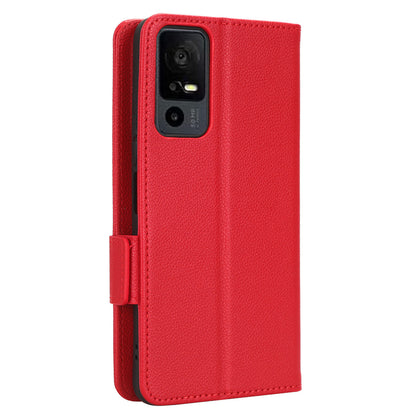 For TCL 40 XE / 40 X / T601D Shockproof Wallet Case Litchi Texture PU Leather Phone Cover with Strap
