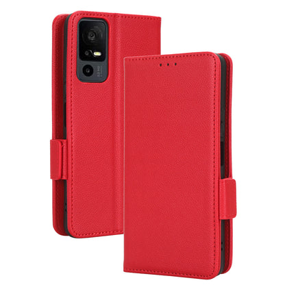 For TCL 40 XE / 40 X / T601D Shockproof Wallet Case Litchi Texture PU Leather Phone Cover with Strap