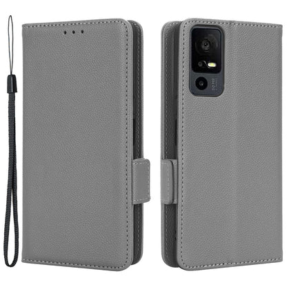 For TCL 40 XE / 40 X / T601D Shockproof Wallet Case Litchi Texture PU Leather Phone Cover with Strap