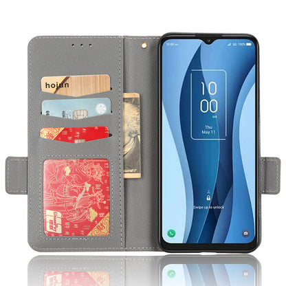 For TCL 40 XE / 40 X / T601D Shockproof Wallet Case Litchi Texture PU Leather Phone Cover with Strap