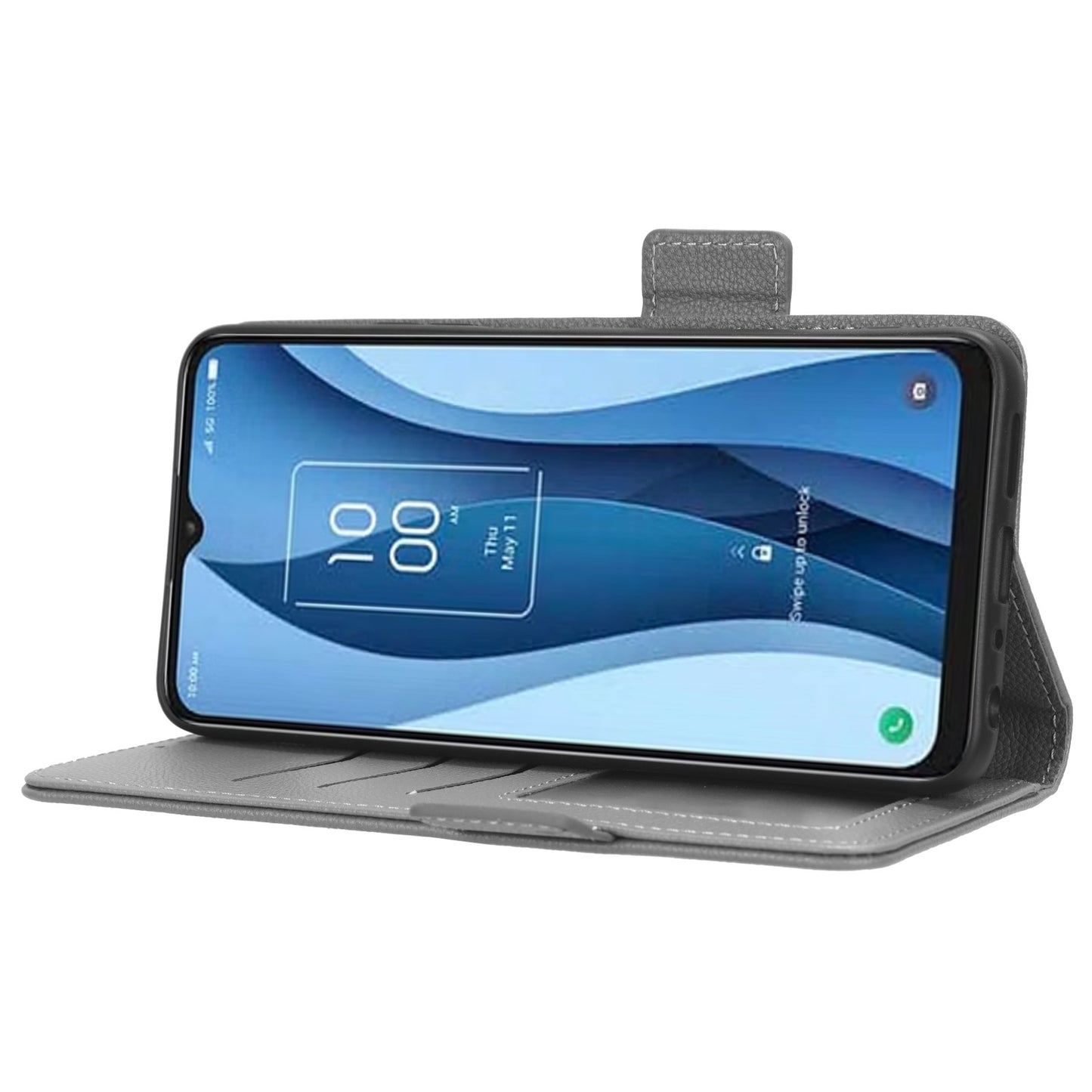 For TCL 40 XE / 40 X / T601D Shockproof Wallet Case Litchi Texture PU Leather Phone Cover with Strap