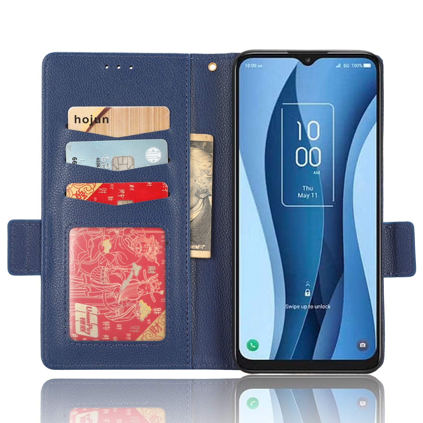 For TCL 40 XE / 40 X / T601D Shockproof Wallet Case Litchi Texture PU Leather Phone Cover with Strap