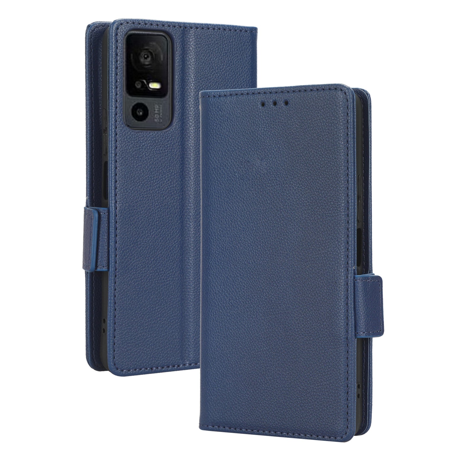 For TCL 40 XE / 40 X / T601D Shockproof Wallet Case Litchi Texture PU Leather Phone Cover with Strap