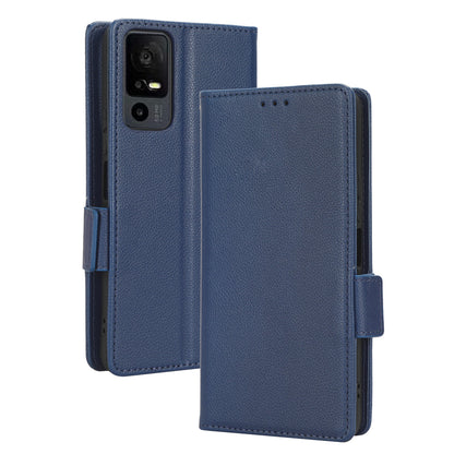 For TCL 40 XE / 40 X / T601D Shockproof Wallet Case Litchi Texture PU Leather Phone Cover with Strap