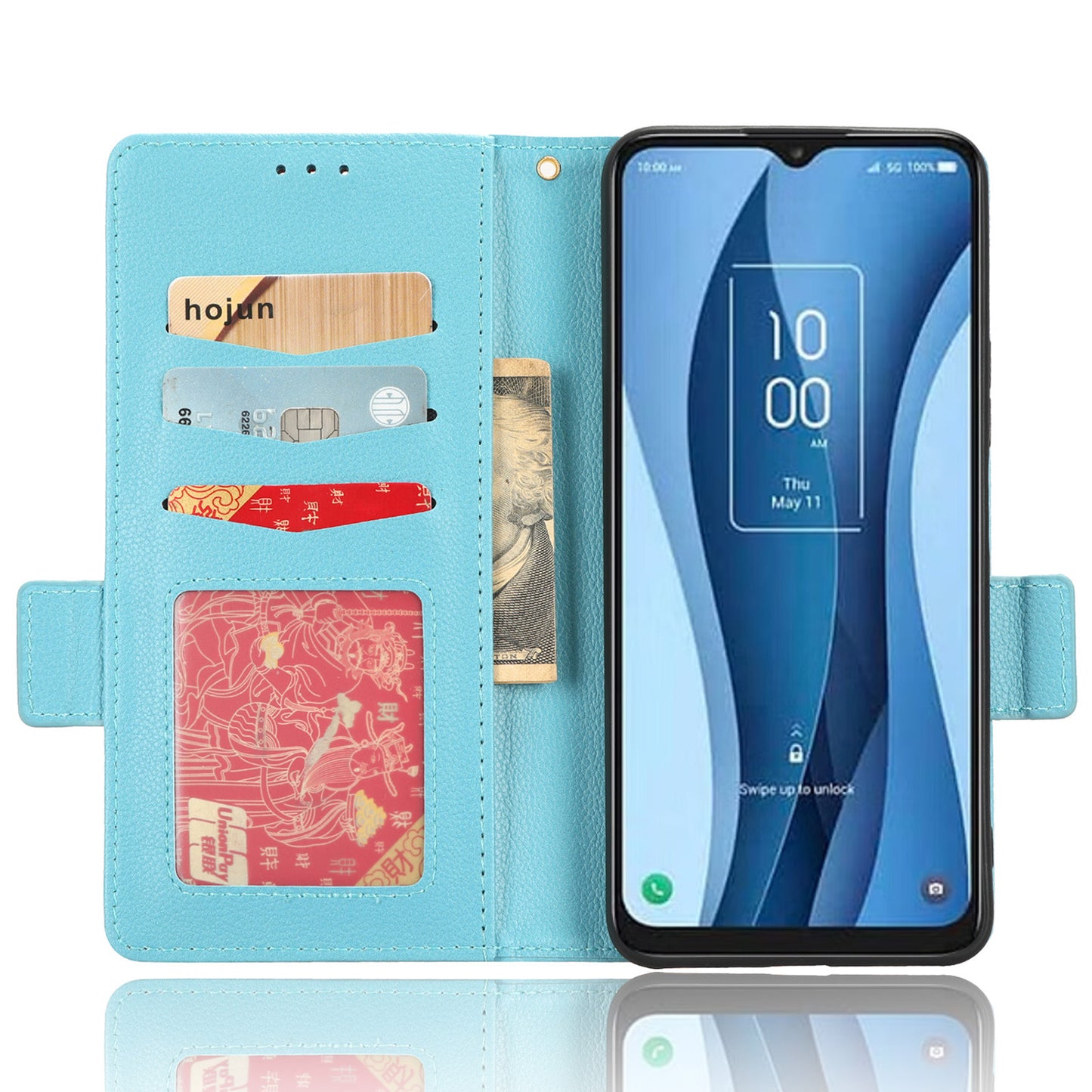 For TCL 40 XE / 40 X / T601D Shockproof Wallet Case Litchi Texture PU Leather Phone Cover with Strap