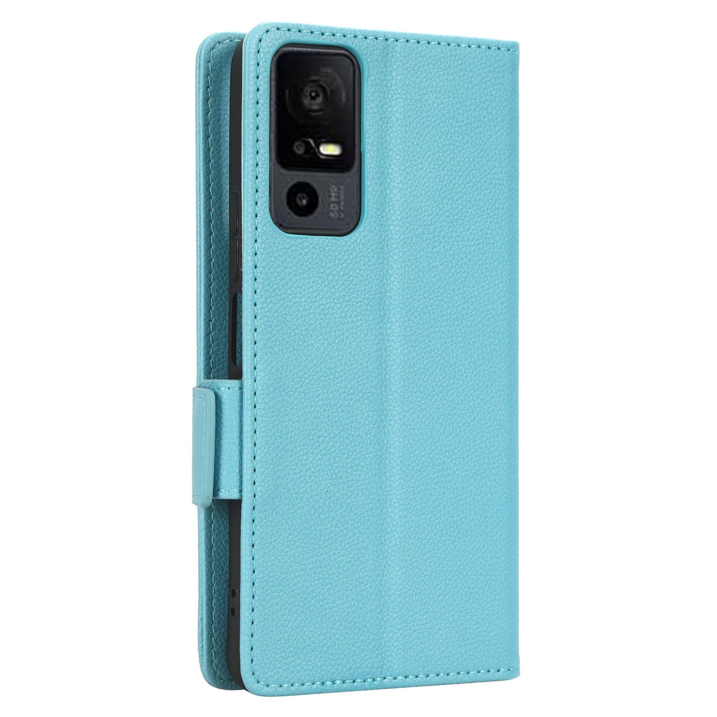 For TCL 40 XE / 40 X / T601D Shockproof Wallet Case Litchi Texture PU Leather Phone Cover with Strap