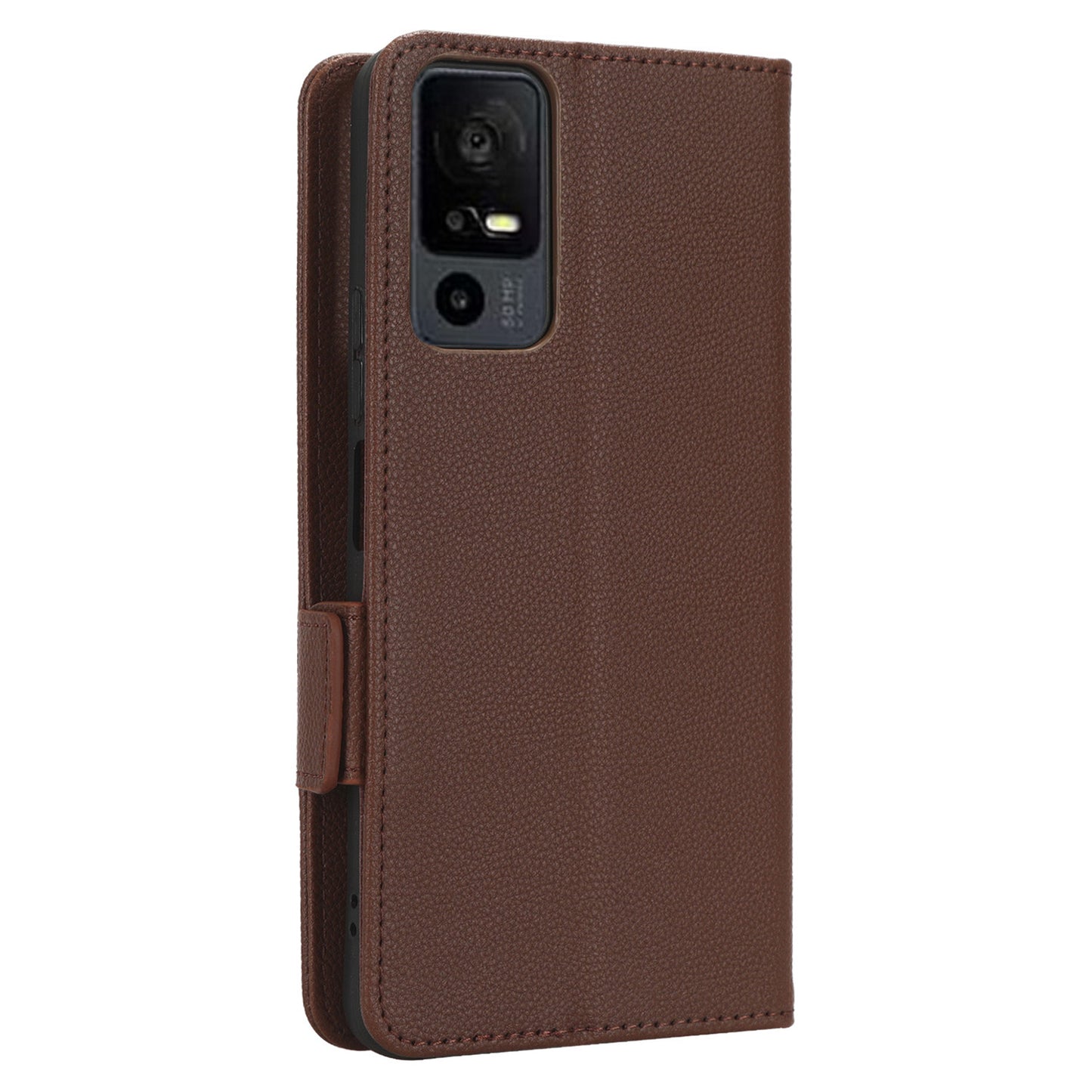 For TCL 40 XE / 40 X / T601D Shockproof Wallet Case Litchi Texture PU Leather Phone Cover with Strap