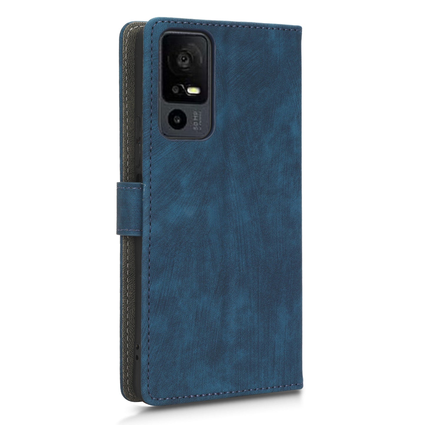 RFID Blocking Wallet Cover for TCL 40 X / 40 XE , PU Leather Stand Phone Case with Strap