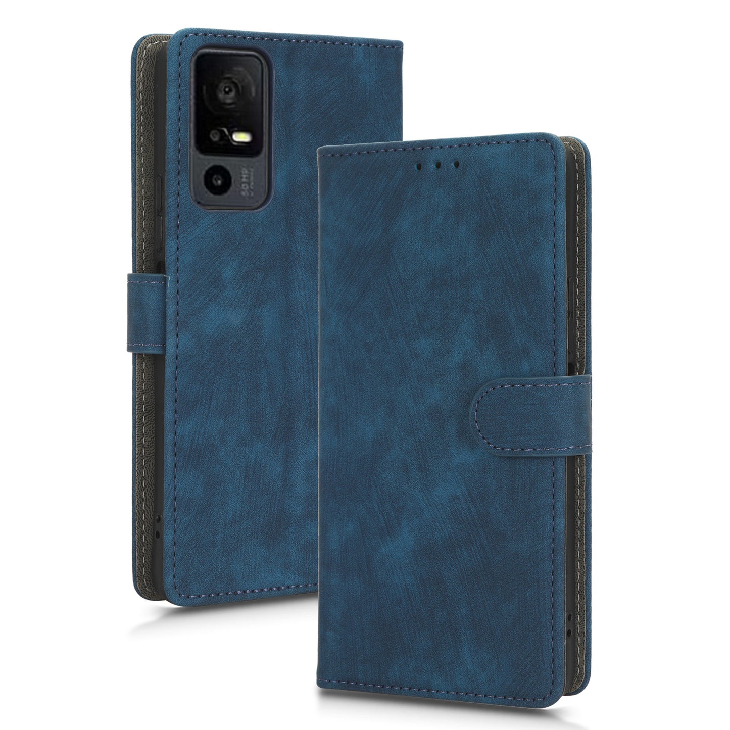RFID Blocking Wallet Cover for TCL 40 X / 40 XE , PU Leather Stand Phone Case with Strap