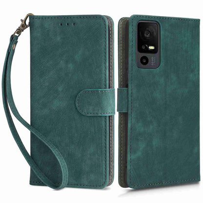 RFID Blocking Wallet Cover for TCL 40 X / 40 XE , PU Leather Stand Phone Case with Strap