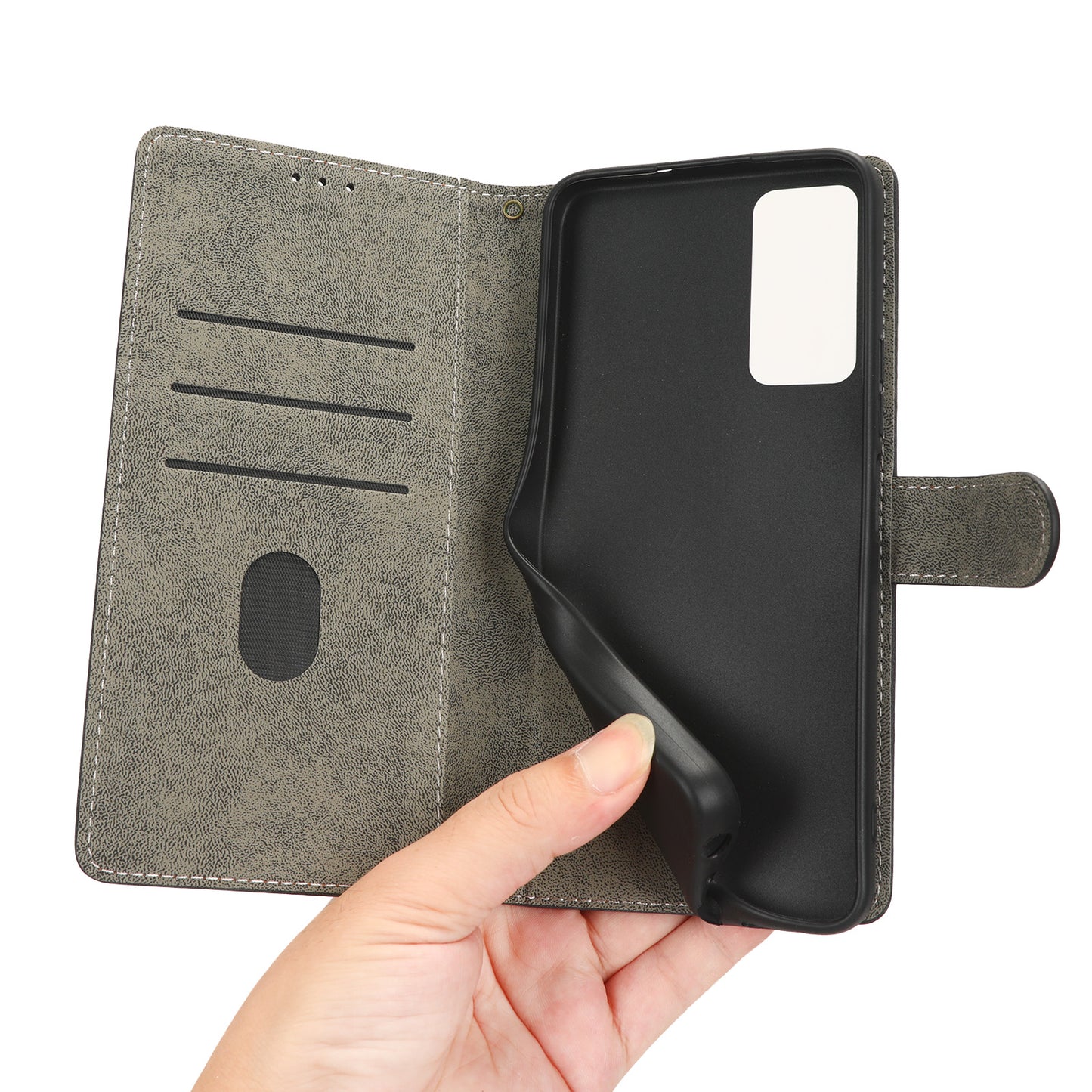 RFID Blocking Wallet Cover for TCL 40 X / 40 XE , PU Leather Stand Phone Case with Strap