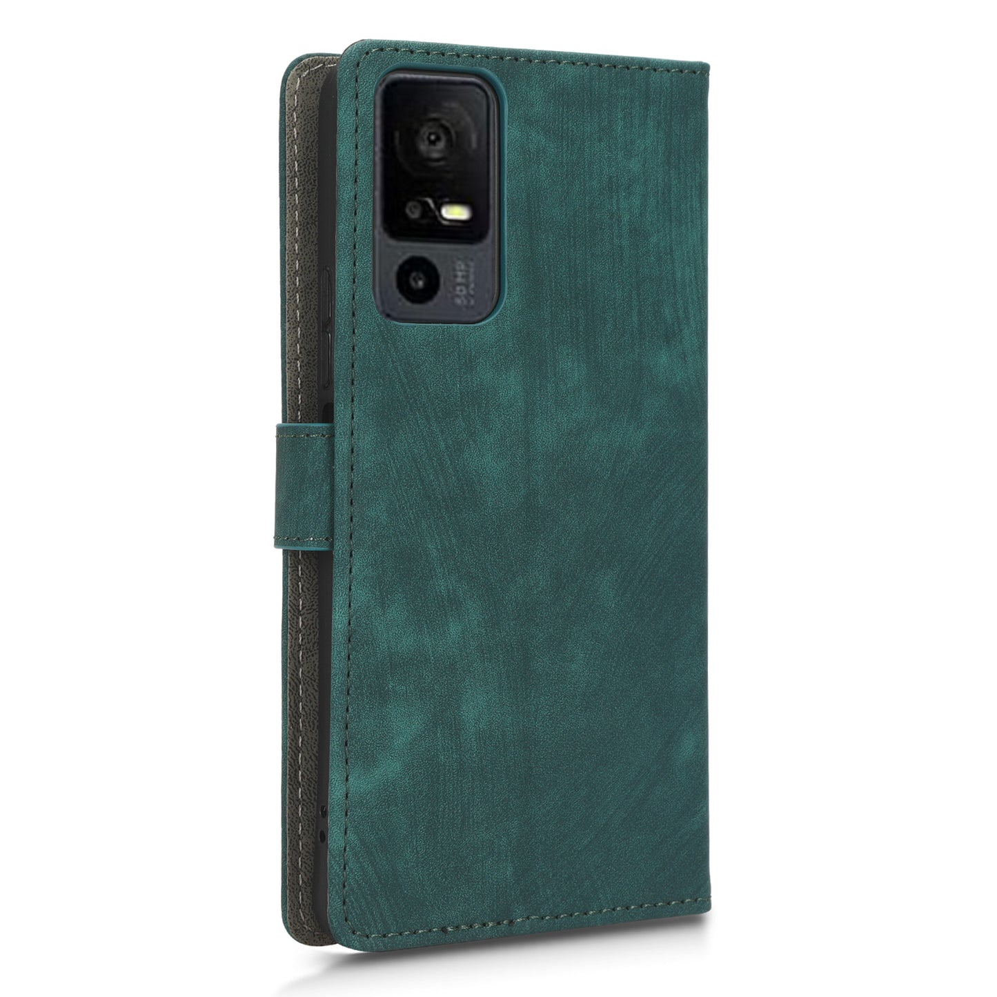 RFID Blocking Wallet Cover for TCL 40 X / 40 XE , PU Leather Stand Phone Case with Strap