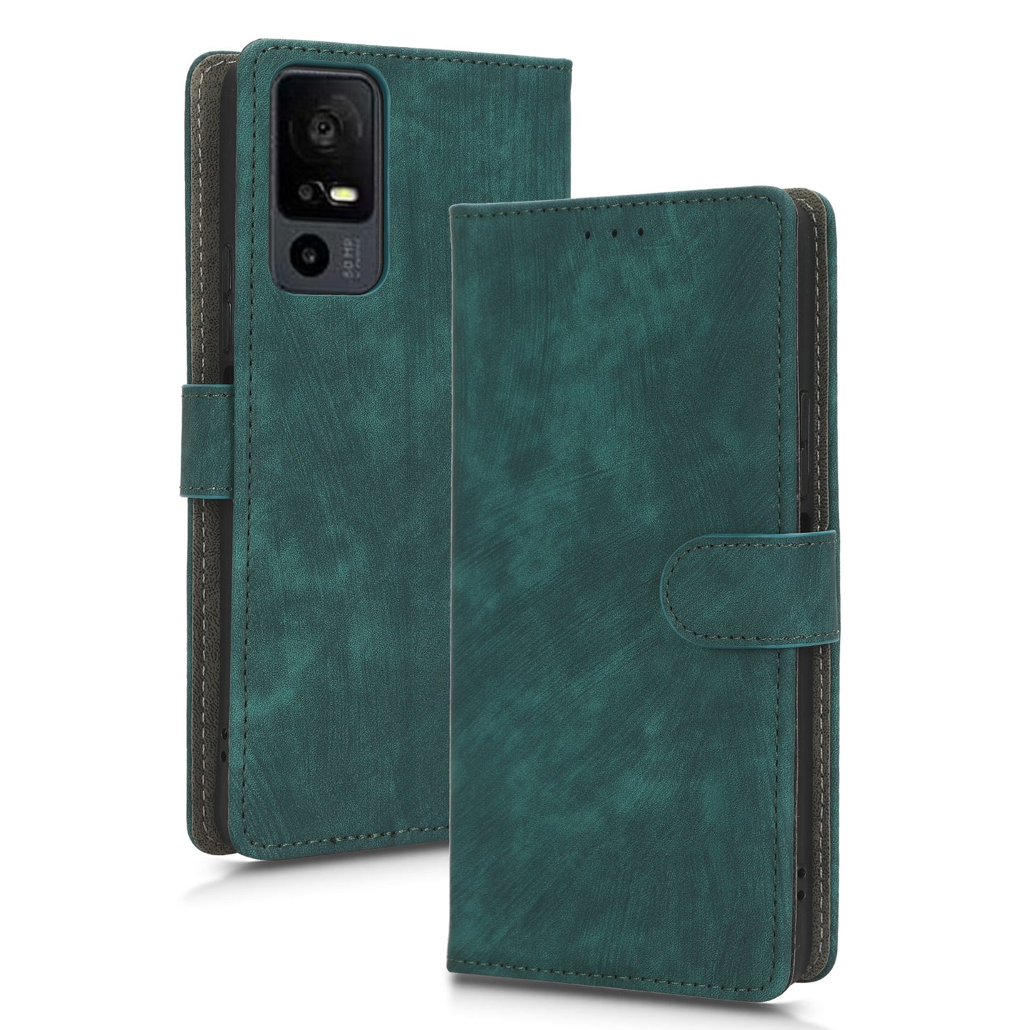 RFID Blocking Wallet Cover for TCL 40 X / 40 XE , PU Leather Stand Phone Case with Strap